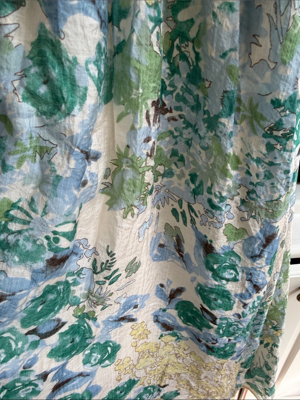 Gigio USA Floral Midi Dress Smocked Waist Zip Front Blue Green Medium - Picture 12 of 14